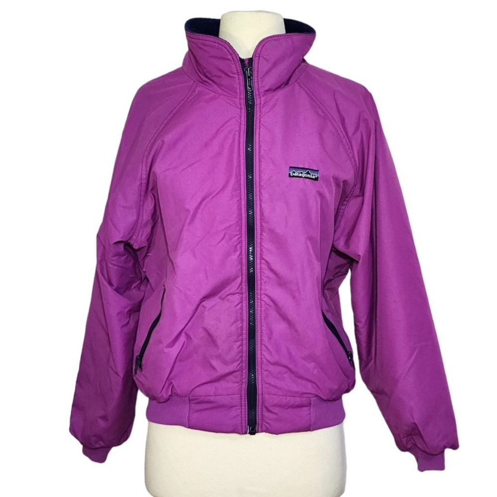 Vintage Patagonia Bomber Jacket Windbreaker in Fuchsia Made in USA Womens Size M